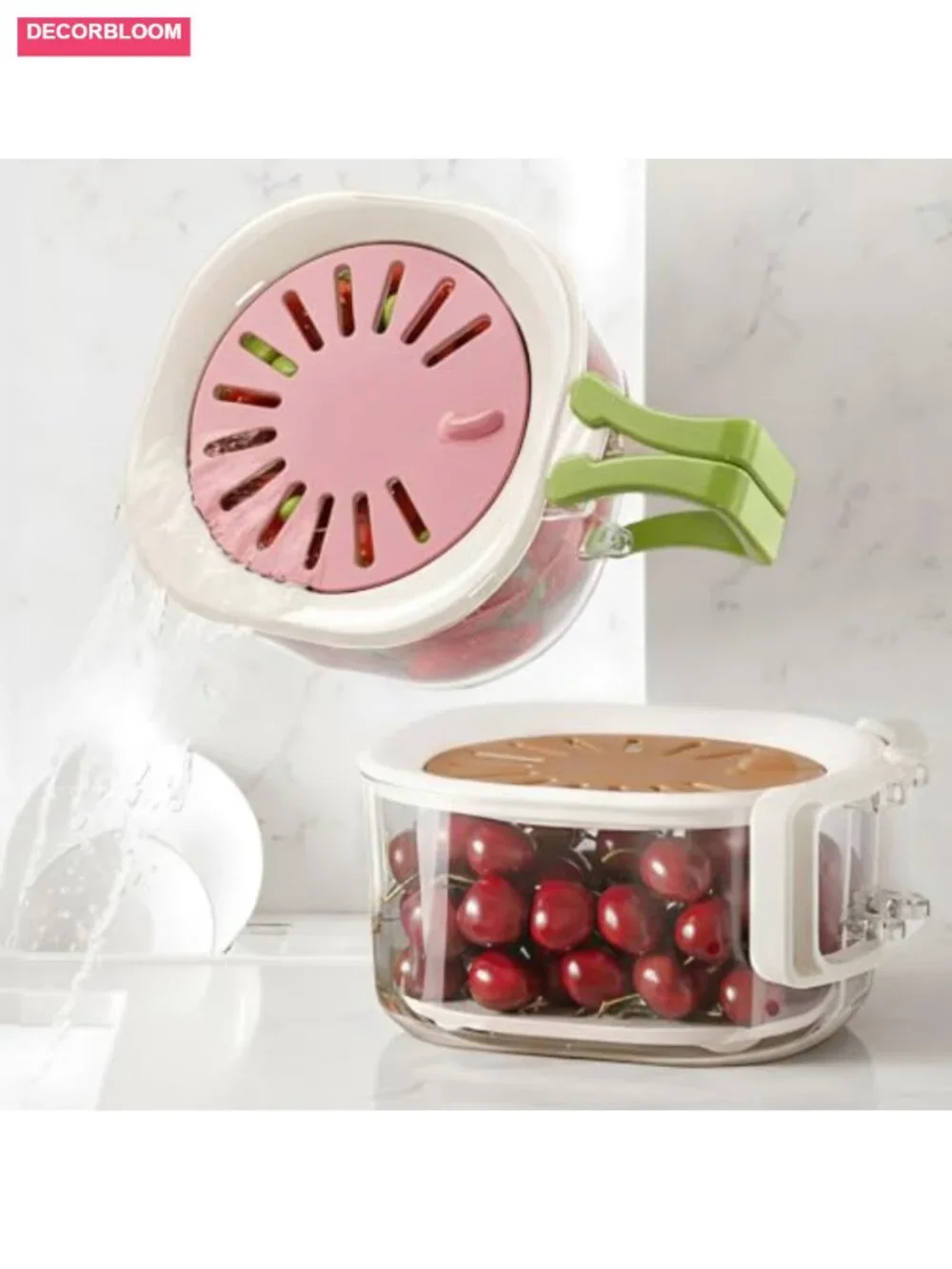 Fruit Vegetable Washing Bowl Colander with Strainer Lid, 2 Pack